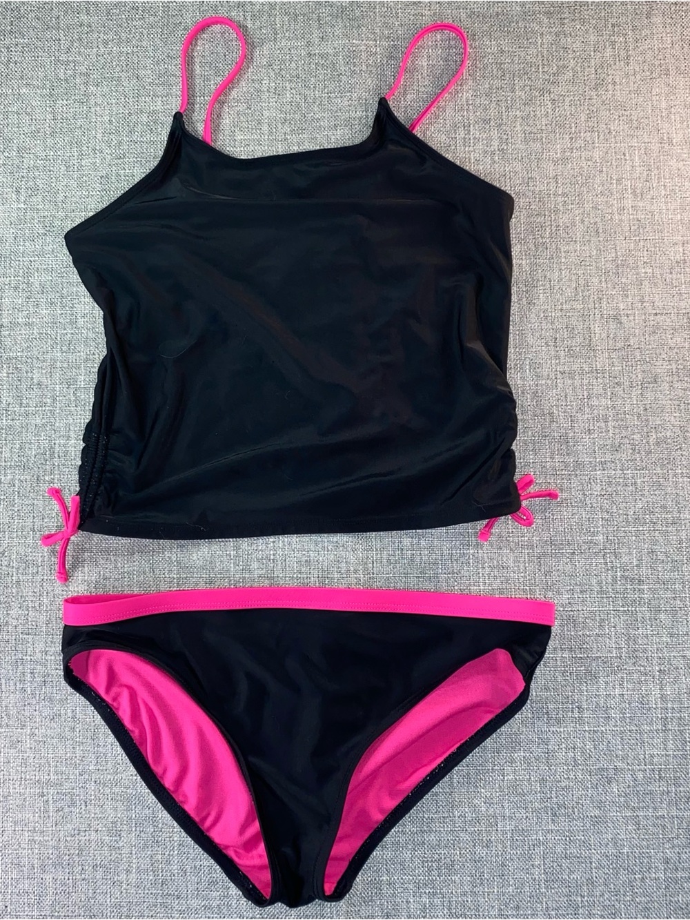 GIRLS  WONDER NATION SIZE XL (14-16)  TANKINI  SWIM TOP UPF 50+ Pink Black Beach